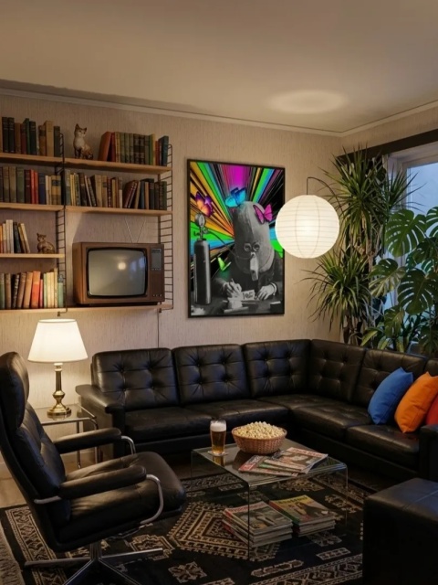 Duży plakat 70x100 surrealistyczny psychodeliczny neonowy kolaż retro motyle – KALEJDOSKOP