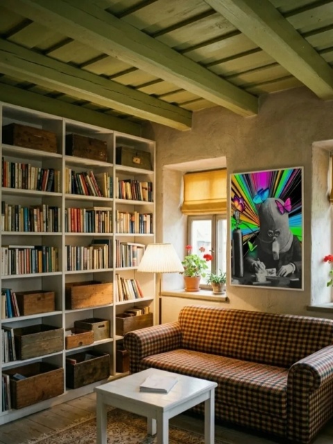 Duży plakat 70x100 surrealistyczny psychodeliczny neonowy kolaż retro motyle – KALEJDOSKOP
