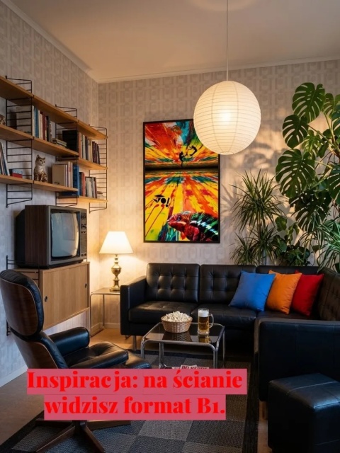 Plakat w ramie 50x70 surrealistyczny psychodeliczny kolaż kameleon sztuki walki – KARATE OF COLORS