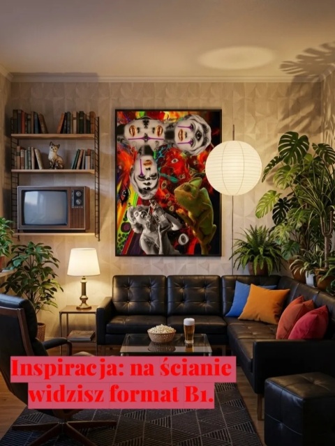 Plakat w ramie 50x70 surrealistyczny psychodeliczny kolaż retro motyw oka – OKO DUSZY