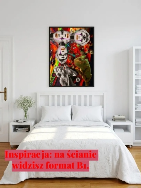 Plakat w ramie 50x70 surrealistyczny psychodeliczny kolaż retro motyw oka – OKO DUSZY