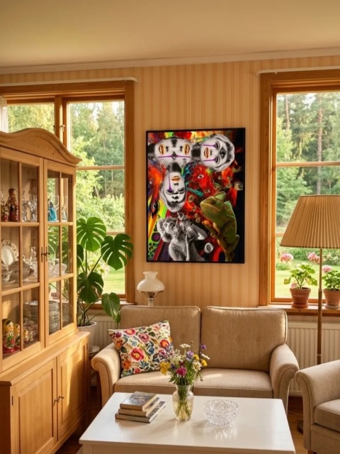 Duży plakat 70x100 surrealistyczny psychodeliczny kolaż kameleon vintage oczy – OKO DUSZY