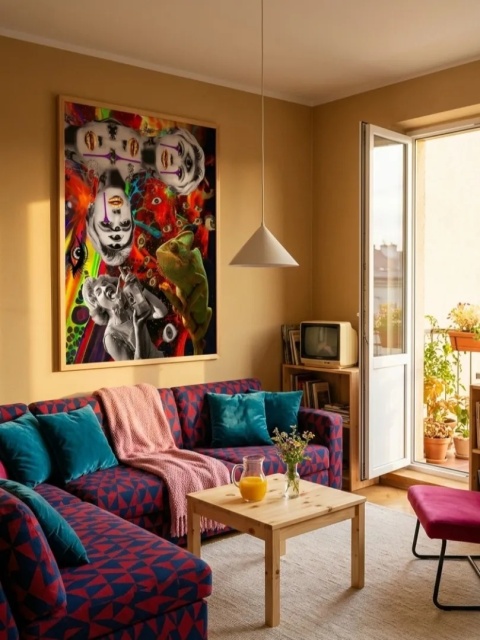 Duży plakat 70x100 surrealistyczny psychodeliczny kolaż kameleon vintage oczy – OKO DUSZY