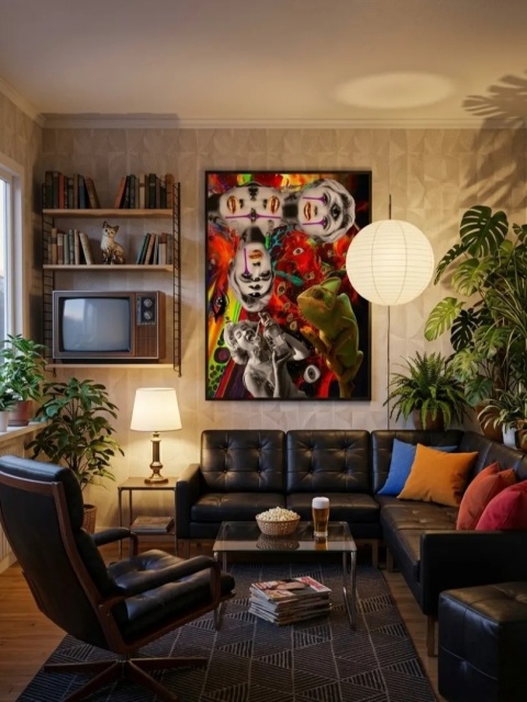Duży plakat 70x100 surrealistyczny psychodeliczny kolaż kameleon vintage oczy – OKO DUSZY