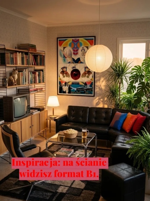 Plakat w ramie 50x70 surrealistyczny kolaż vintage popkultura oko – ŚWIAT FANTAZJI