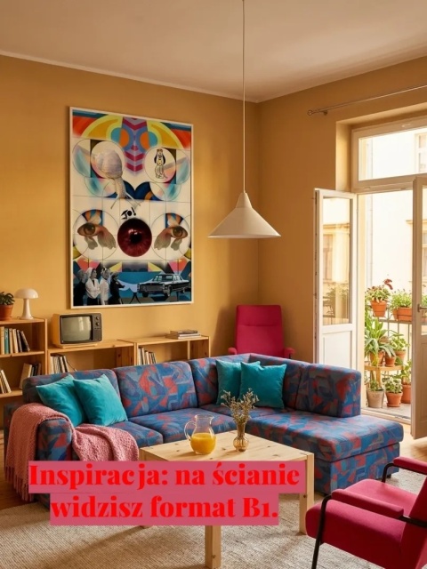 Plakat w ramie 50x70 surrealistyczny kolaż vintage popkultura oko – ŚWIAT FANTAZJI