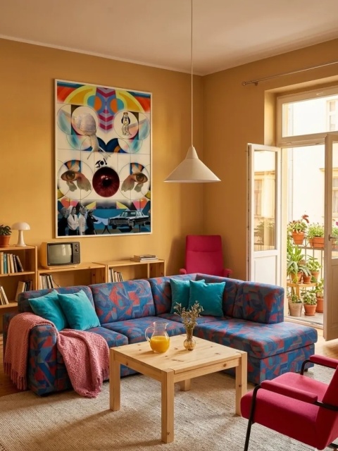 Duży plakat 70x100 surrealistyczny kolaż pop art geometria retro samochód – ŚWIAT FANTAZJI