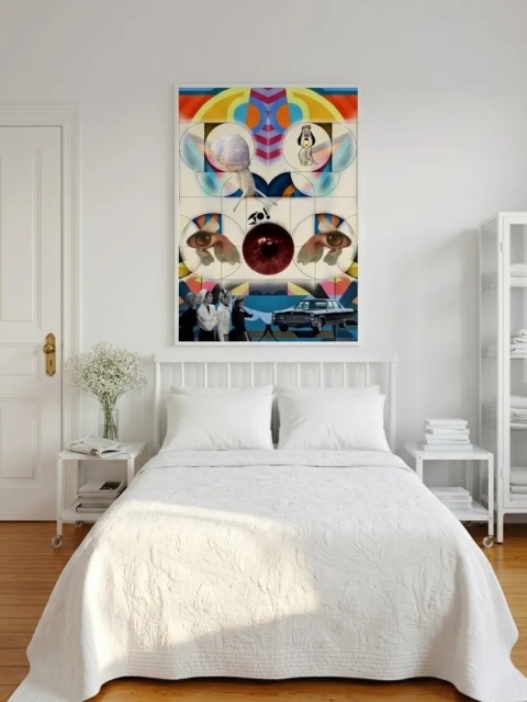 Duży plakat 70x100 surrealistyczny kolaż pop art geometria retro samochód – ŚWIAT FANTAZJI