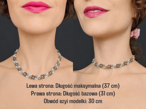Choker z labradorytem, kwarcem dymnym i kamieniem księżycowym – Skowronek