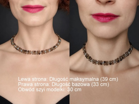 Choker z Labradorytu, Kwarcu Dymnego i Złotego hematytu - Skowronek Jesienny wybór długości
