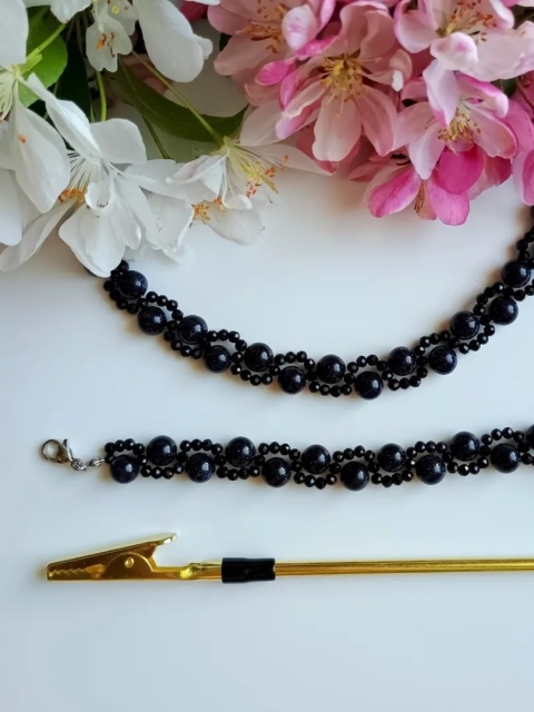 Komplet Kruk – Choker i Bransoletka z Nocy Kairu i Czarnego Onyksu