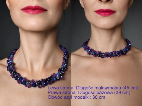 Naszyjnik Choker z sodalitem, ametystem i złotym hematytem – Kraska wybór długości